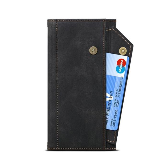 OEM - iPhone 14 Pro Max Plånboksfodral Flap Zipper Strap - Svart