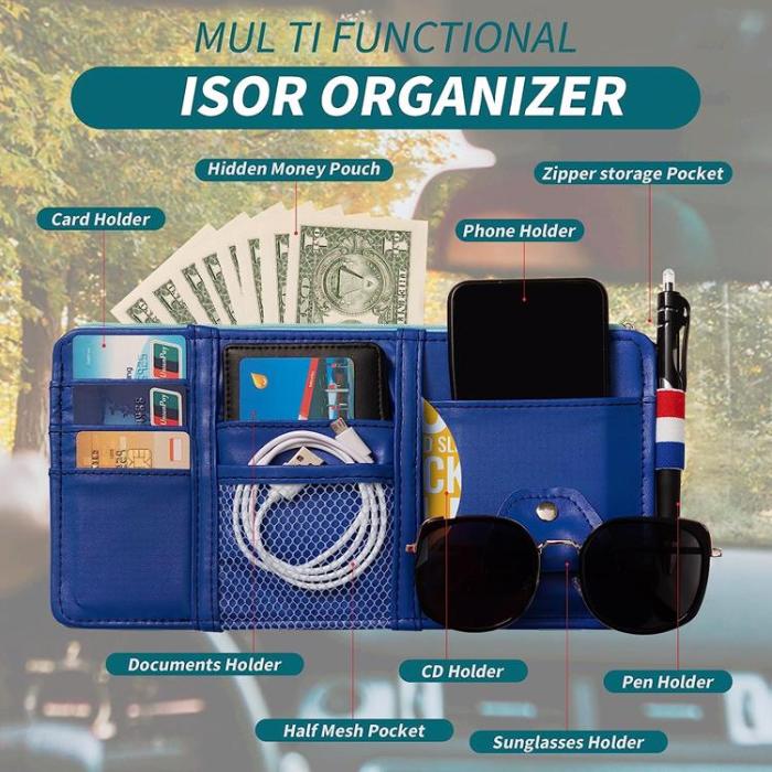 OEM - Bil Solskydd Organizer med Zipper Pocket - Grå