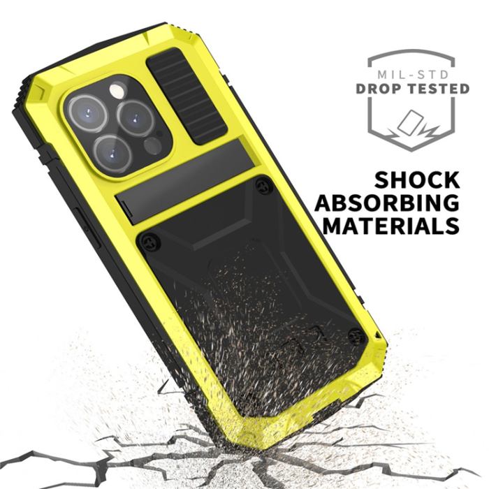 R-JUST - R-JUST iPhone 15 Pro Max Mobilskal med Härdat Glas - Gul