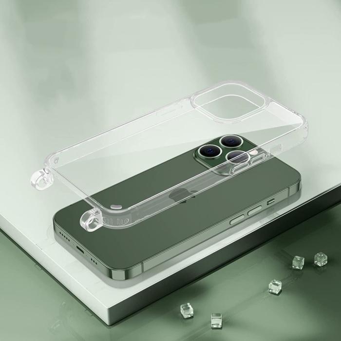 UTGATT - iPhone 14 Plus Skal med Halsband Flexair Chain - Svart och Rosa