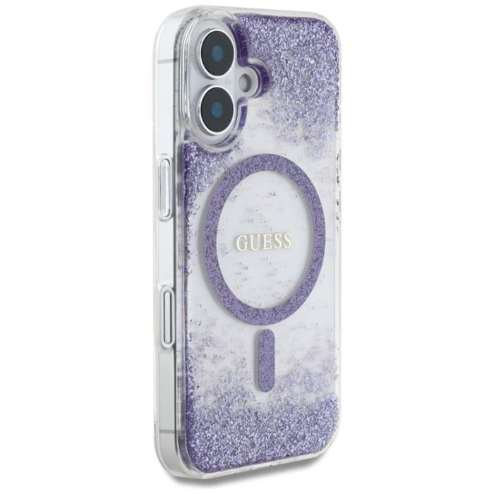Guess - Guess iPhone 16 Mobilskal MagSafe HC Resin Bottom Glitter - Lila