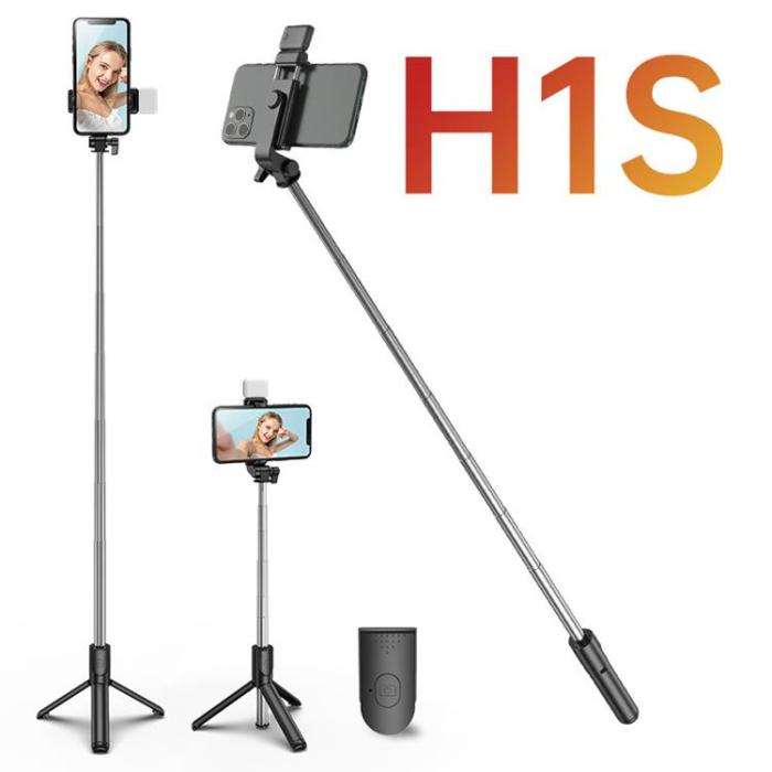A-One Brand - Selfie Stick Folding Stand Bluetooth med Remote Control - Rosa