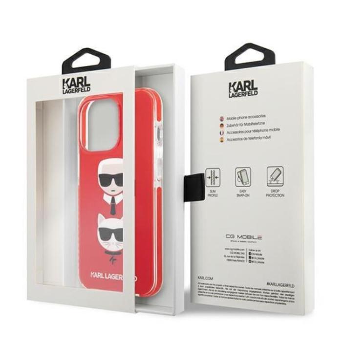 KARL LAGERFELD - Karl Lagerfeld iPhone 13 Pro Skal Karl & Choupette Head - Röd