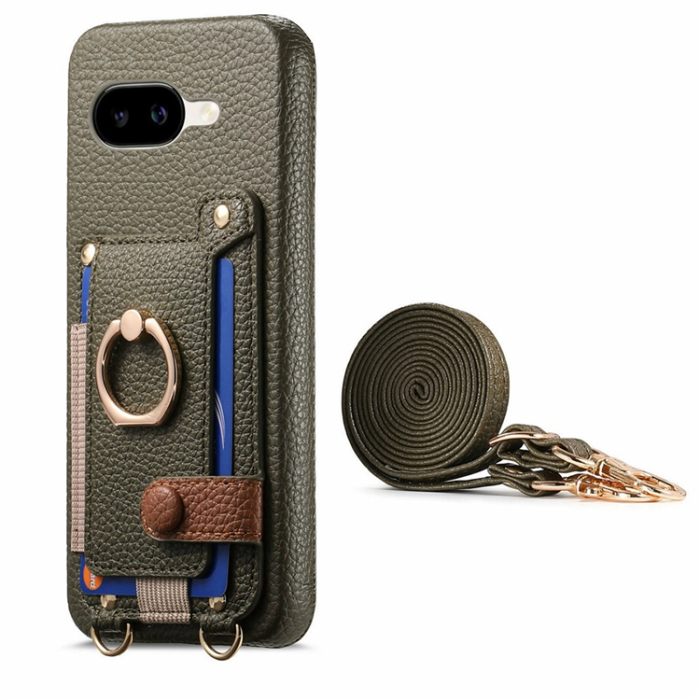 A-One Brand - Google Pixel 9a Mobilskal med Korthållare Ring Kickstand - Grön