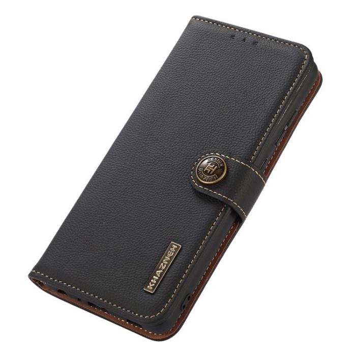 KHAZNEH - KHAZNEH Sony Xperia 10 IV Plånboksfodral Äkta Läder RFID - Svart