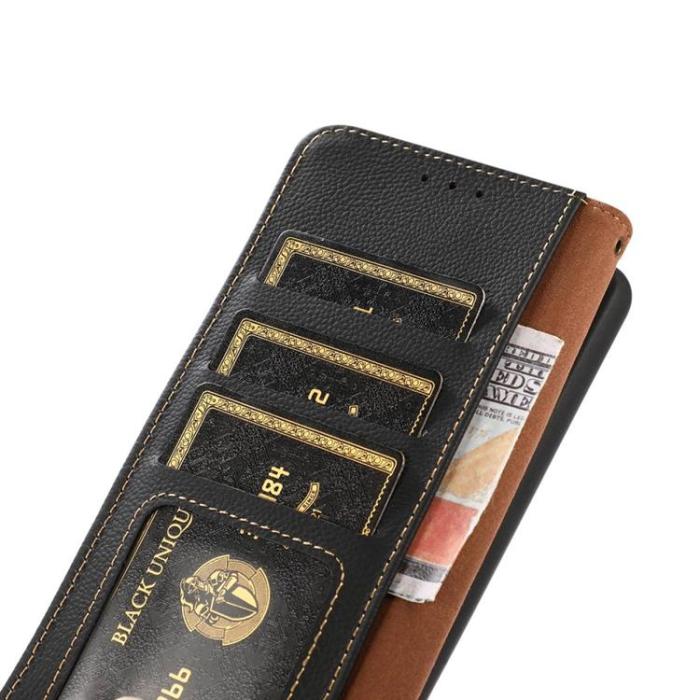 KHAZNEH - KHAZNEH Sony Xperia 10 IV Plånboksfodral Äkta Läder RFID - Svart