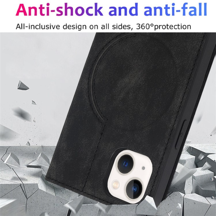 A-One Brand - iPhone 14 Plånboksfodral Magsafe RFID - Svart