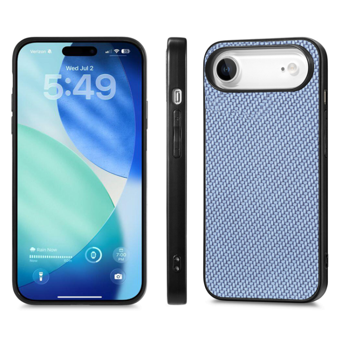 A-One Brand - iPhone Air Mobilskal Carbon Fiber PU Läder - Blå