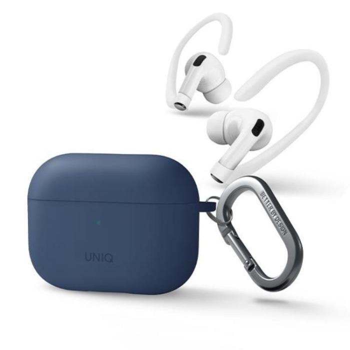 UNIQ - UNIQ AirPods Pro 2 Skal Nexo Silikon med Ear Hooks - Caspian Blå