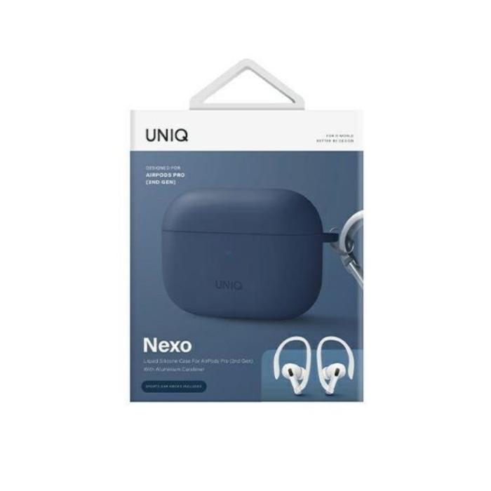 UNIQ - UNIQ AirPods Pro 2 Skal Nexo Silikon med Ear Hooks - Caspian Blå