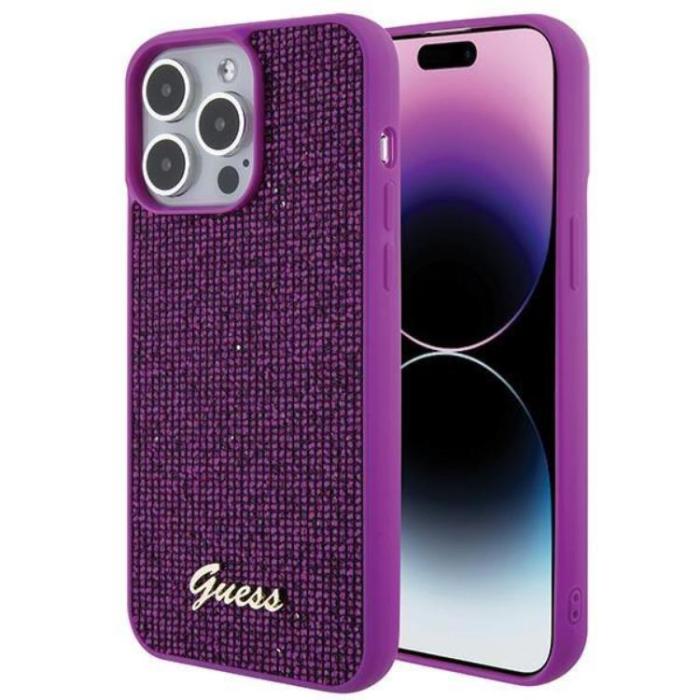 Guess - Guess iPhone 15 Pro Max Mobilskal Disco Metal Script - Rosa