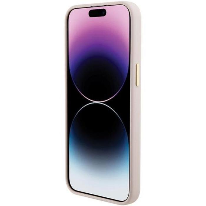 Guess - Guess iPhone 15 Pro Max Mobilskal Silikon Logo Strass - Rosa