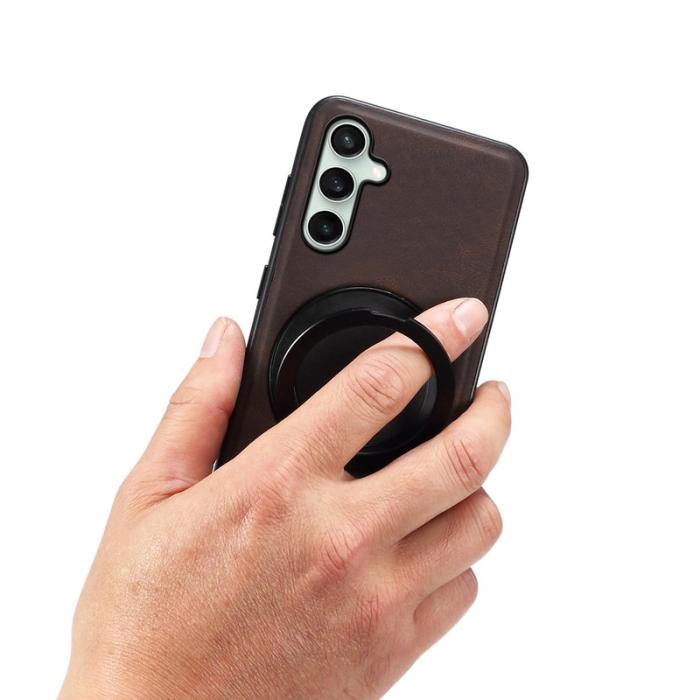 DENIOR - DENIOR Galaxy S24 FE Magnetiskt Fodral Konstläder - Brun