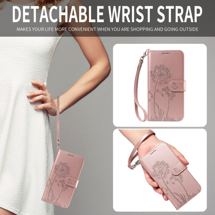 A-One Brand - Sony Xperia 10 VII Plånboksfodral Strap Dandelion Läder - Roséguld