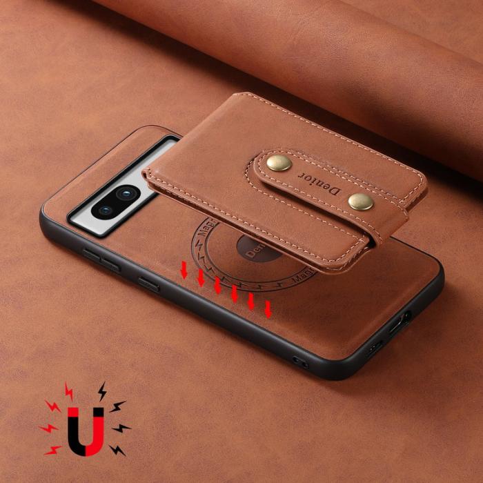 DENIOR - DENIOR D14 Google Pixel 7a Magnetiskt Fodral PU+PC+TPU Brun
