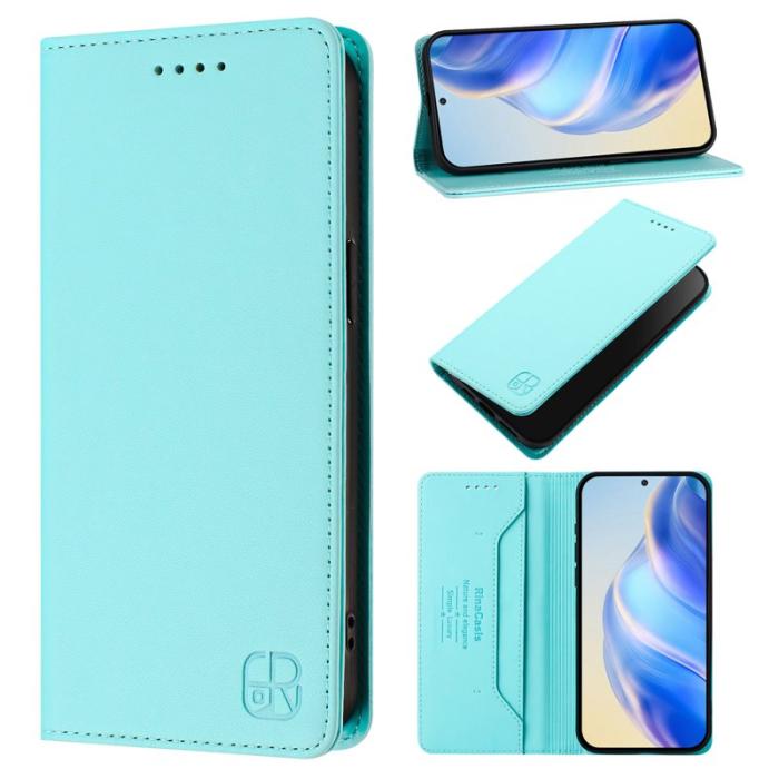 OEM - RINACASIS Samsung Galaxy S26+ Plånboksfodral Konstläder RFID Skydd - Mint Grön