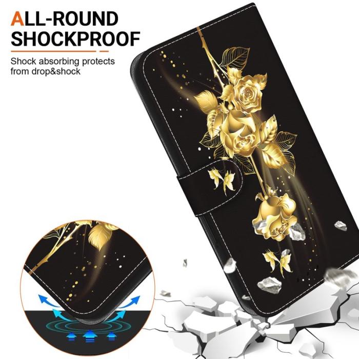 OEM - Samsung Galaxy S26 Plånboksfodral Anti-Drop Mönstertryck Konstläder - Guld