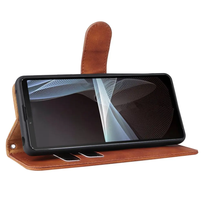 Taltech - Sony Xperia 10 IV Plånboksfodral Skin Touch - Brun