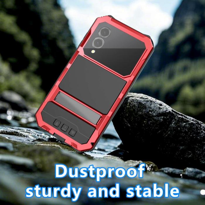 R-JUST - R-JUST Mobilskal till Galaxy S25 Edge PC + Silikon + Metall - Röd