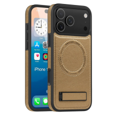 A-One Brand - iPhone 17 Pro Max Mobilskal MagSafe Kickstand Läder - Ökenguld