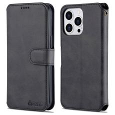 AZNS - AZNS iPhone 13 Pro Pl&aring;nboksfodral Konstl&auml;der - Svart