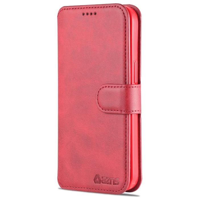AZNS - AZNS iPhone 13 Pro Plånboksfodral Konstläder - Röd