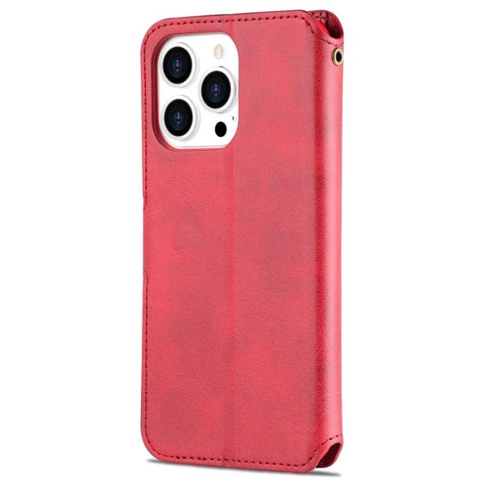 AZNS - AZNS iPhone 13 Pro Plånboksfodral Konstläder - Röd