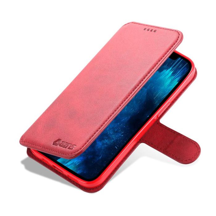 AZNS - AZNS iPhone 13 Pro Plånboksfodral Konstläder - Röd