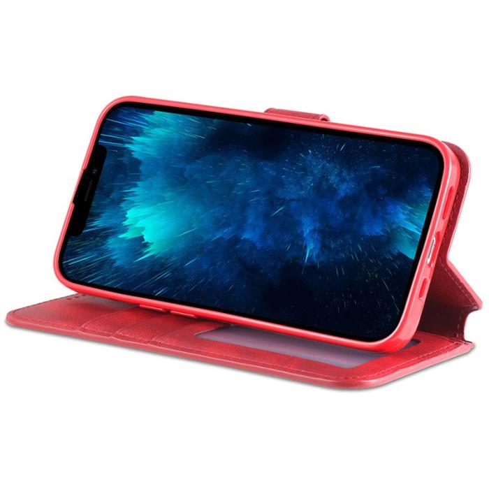 AZNS - AZNS iPhone 13 Pro Plånboksfodral Konstläder - Röd