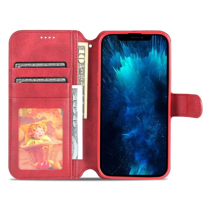 AZNS - AZNS iPhone 13 Pro Plånboksfodral Konstläder - Röd