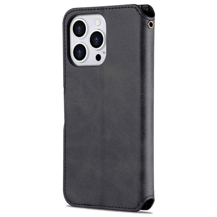 AZNS - AZNS iPhone 13 Pro Plånboksfodral Konstläder - Svart