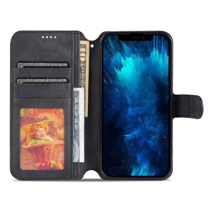 AZNS - AZNS iPhone 13 Pro Plånboksfodral Konstläder - Svart
