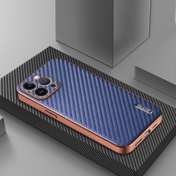 AZNS - AZNS iPhone 13 Pro Fodral Electroplating KonstLäder - Blå