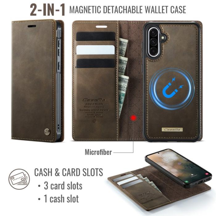Caseme - CASEME C49 Mobilskal till Samsung Galaxy A56 5G RFID-Skydd Konstläder Brun
