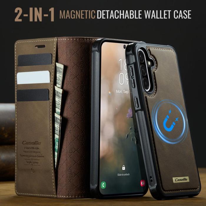 Caseme - CASEME C49 Mobilskal till Samsung Galaxy A56 5G RFID-Skydd Konstläder Brun