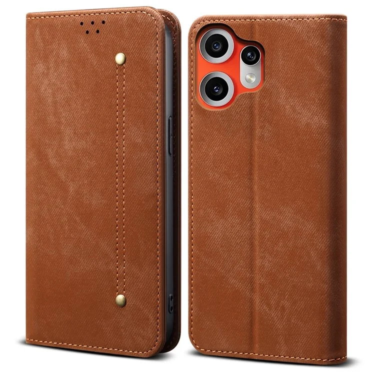 Nothing CMF Phone 2 Pro Konstläder Plånboksfodral Jeans Cloth Texture - Brun | 2353 | AlltMobil