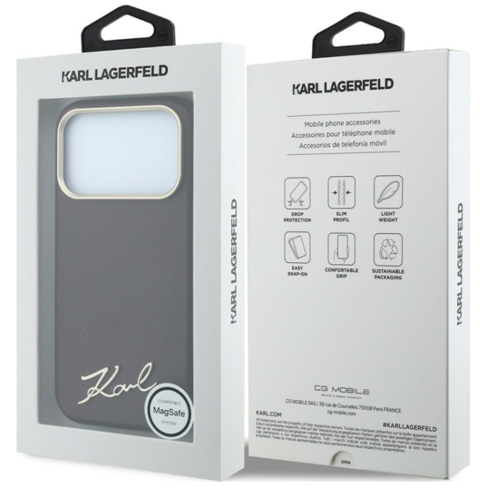 KARL LAGERFELD - Karl Lagerfeld Mobilskal För iPhone 18 Pro/17 Pro Magsafe Saffiano Small Script