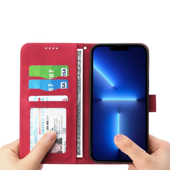 DIERFENG - DIERFENG DF-03 Plånboksfodral för iPhone 13 Pro - Konstläder - Röd