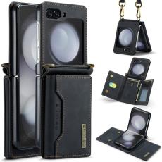 DG.MING - DG.MING Samsung Galaxy Z Flip7 FE Konstl&auml;der Pl&aring;nboksfodral - Svart