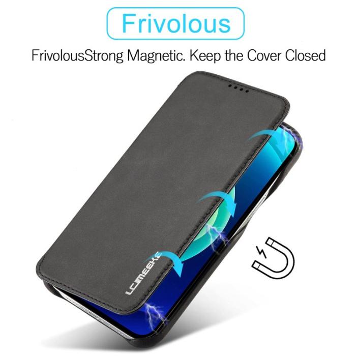 LC.imeeke - LC.IMEEKE iPhone 14 Pro Max Fodral KonstLäder - Svart