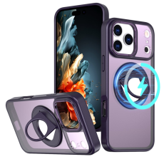 A-One Brand - iPhone 17 Pro Max Mobilskal MagSafe Rotating Kickstand Clear - Lila