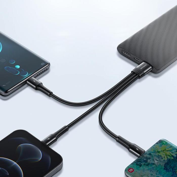 UTGATT1 - Joyroom 3in1 Kort USB - Lightning / USB-C / microUSB 3.5A 15cm - Svart