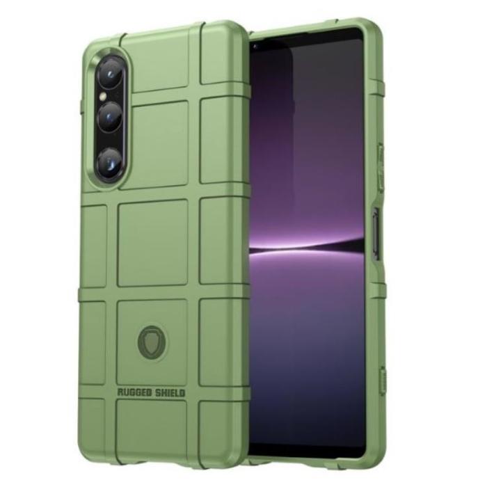 A-One Brand - Sony Xperia 1 V Mobilskal Rugged Square Grid - Grön