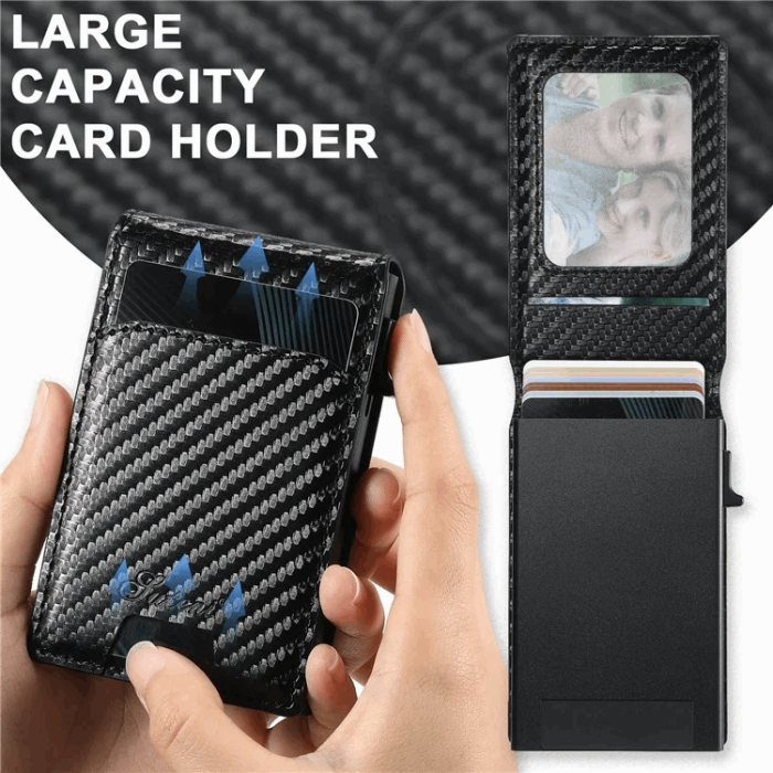 SUTENI - SUTENI iPhone 15 Pro Max Mobilskal Magsafe Korthållare Carbon Fiber