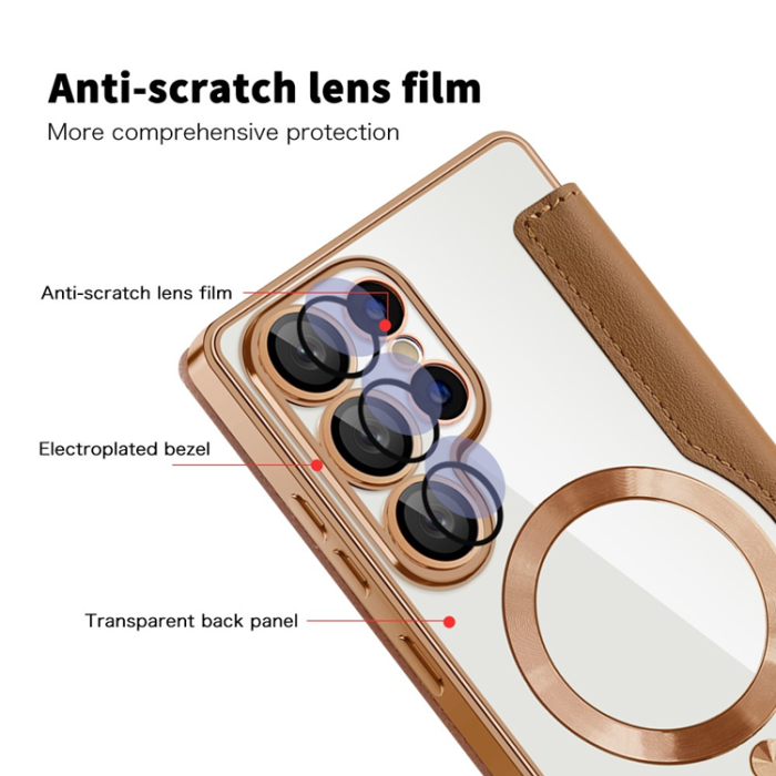 A-One Brand - Galaxy S25 Ultra Plånboksfodral MagSafe RFID Blocking - Brun