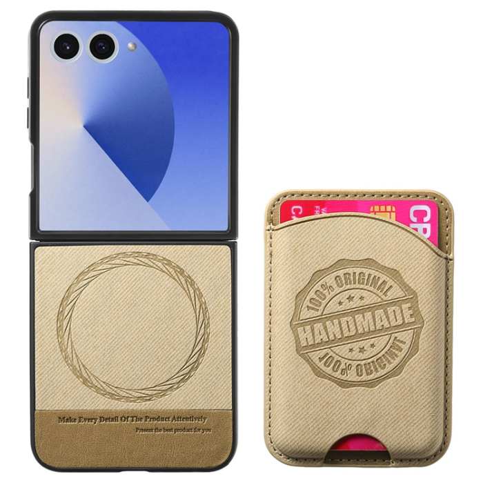 A-One Brand - Galaxy Z Flip 7 Mobilskal MagSafe Korthållare Denim Läder