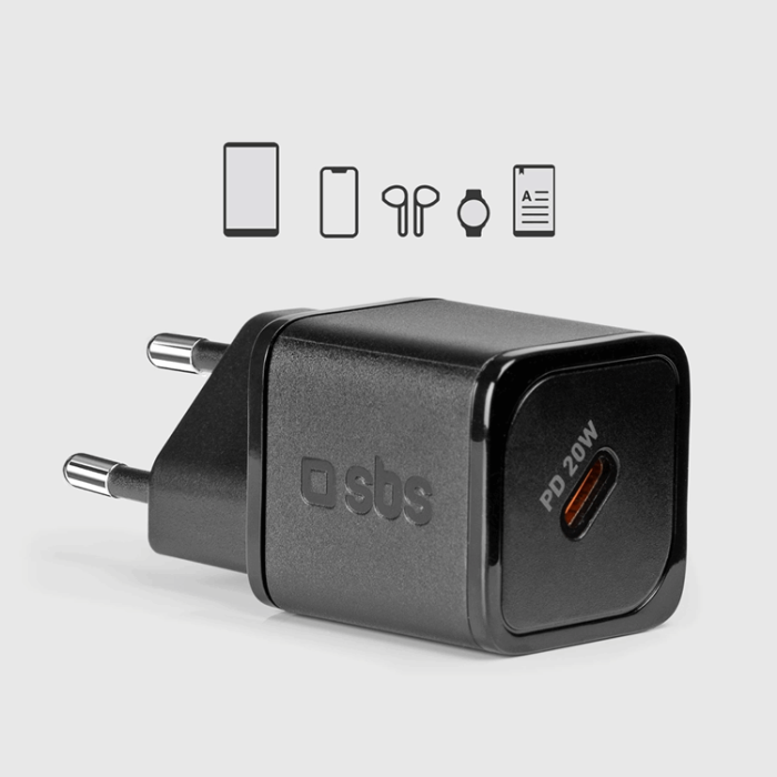 SBS - SBS Snabbladdare 20W GaN USB-C med Power Delivery - Svart
