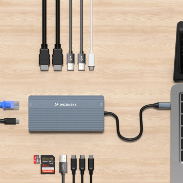 Wozinsky - Wozinsky 14in1 Multifunktionell USB-C HUB med Kabel 0.15m Grå