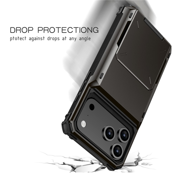 A-One Brand - iPhone 17 Pro Max Mobilskal Dual Layer korthållare - Blå