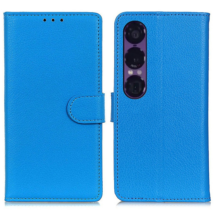 Sony Xperia 1 VII Plånboksfodral Litchi Texture - Blå | 2353 | AlltMobil